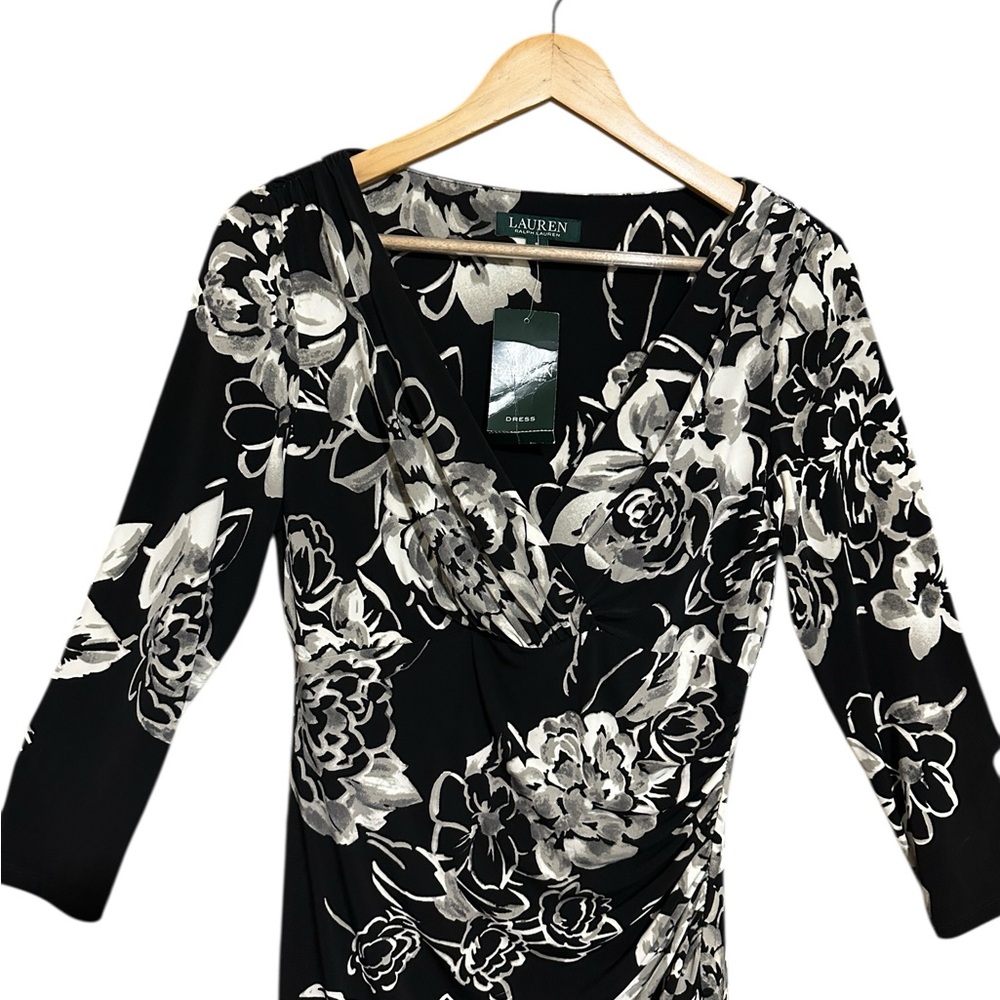 NWT Lauren Ralph Lauren Elegant Long Sleeve
Black and White Floral Dress Size 6 - Picture 7 of 14